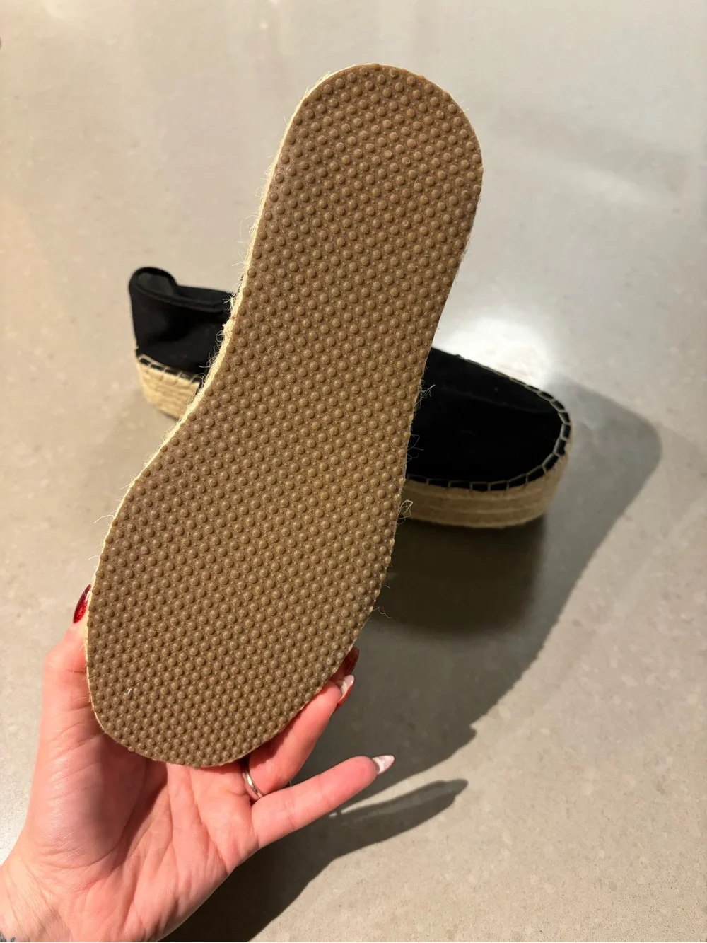 Urban Outfitters Black Canvas Espadrille Mary Jane Platform Shoes